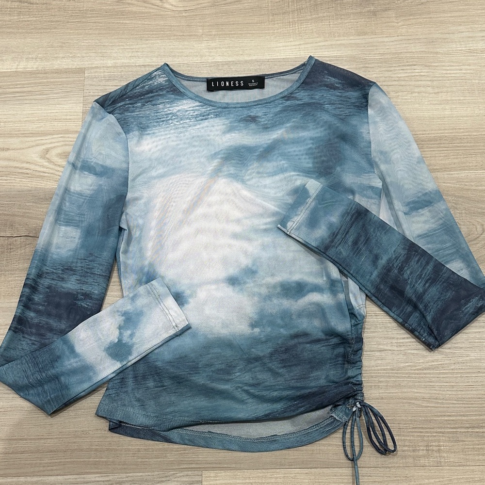 Lioness Ocean Blue Sheer Blouse